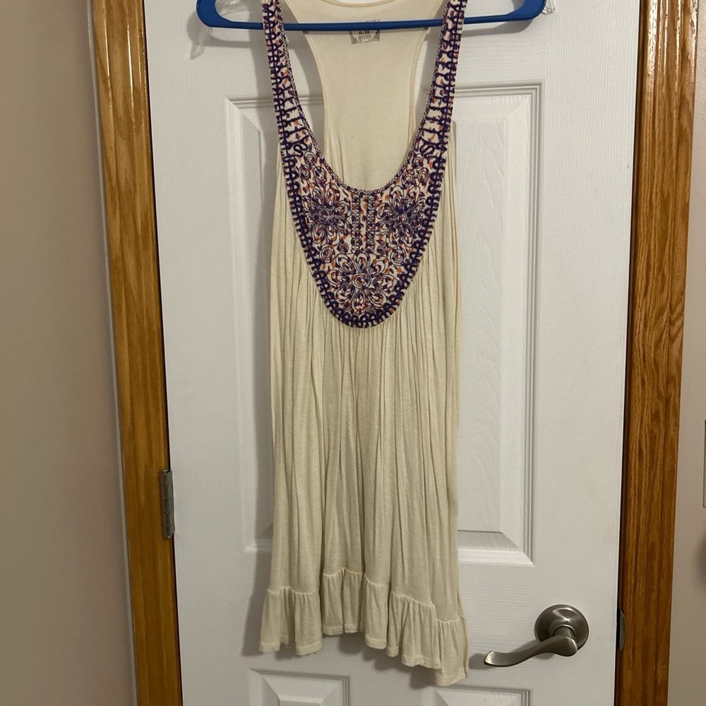 Decree Cream Dress with Purple Accents